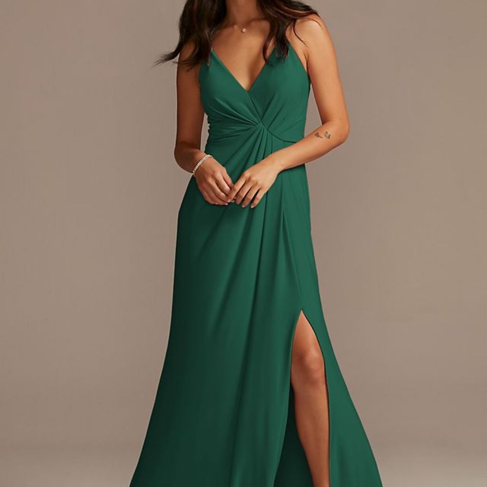 David's Bridal jersey a-line bridesmaid dress with knot detail Juniper Sz 8